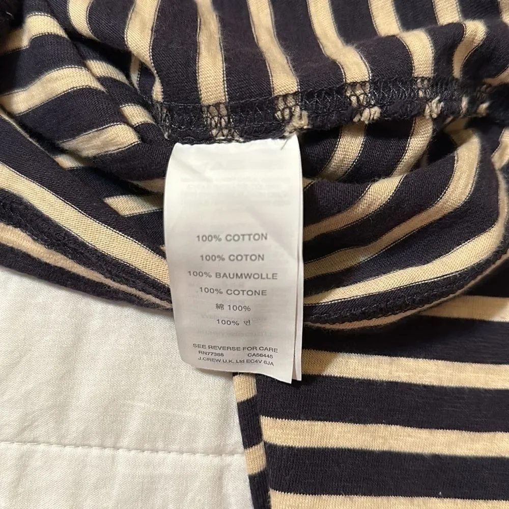 J. Crew S Authentic Knit Goods Navy Cream Striped Long Sleeve Crewneck Cotton T